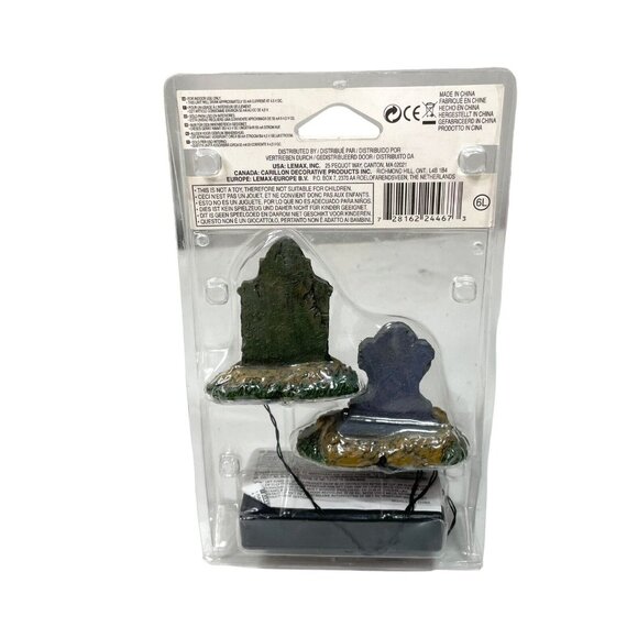 Lemax Spooky Town Halloween Lighted BACKLIT TOMBSTONES Set of 2  24467- **READ** - Picture 6 of 7